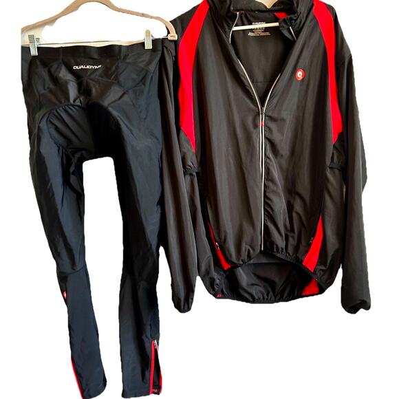 Qualidyne Men's Cycling Padded Pants And Matching Jacket Running Set LARGE - Picture 1 of 16